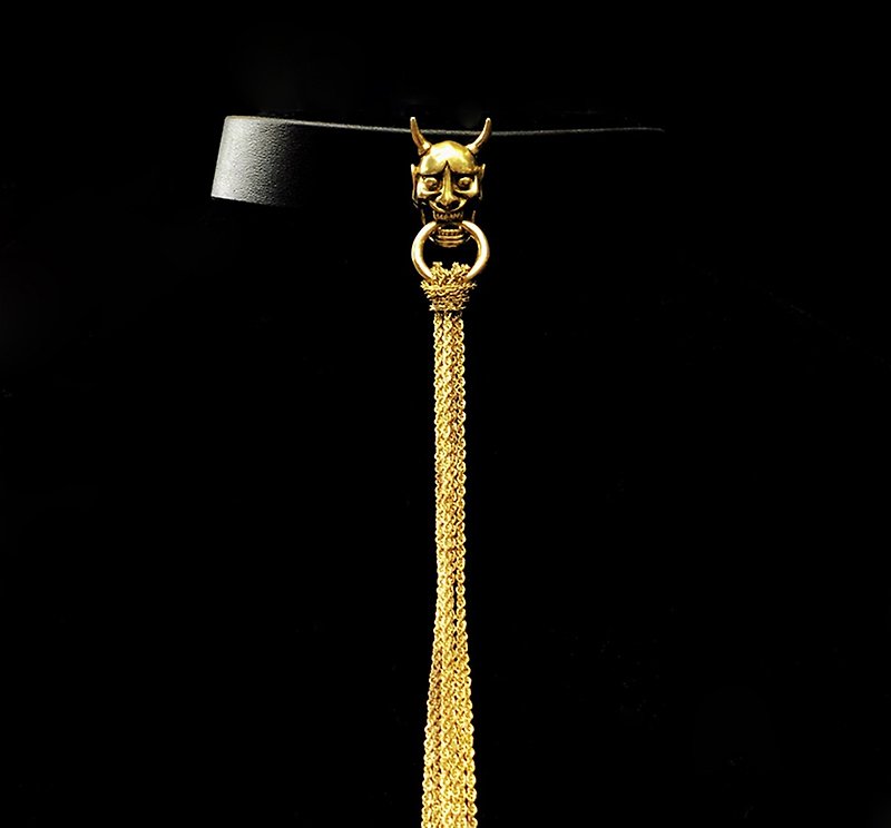simple leather Prajna choker - Long Necklaces - Genuine Leather Black