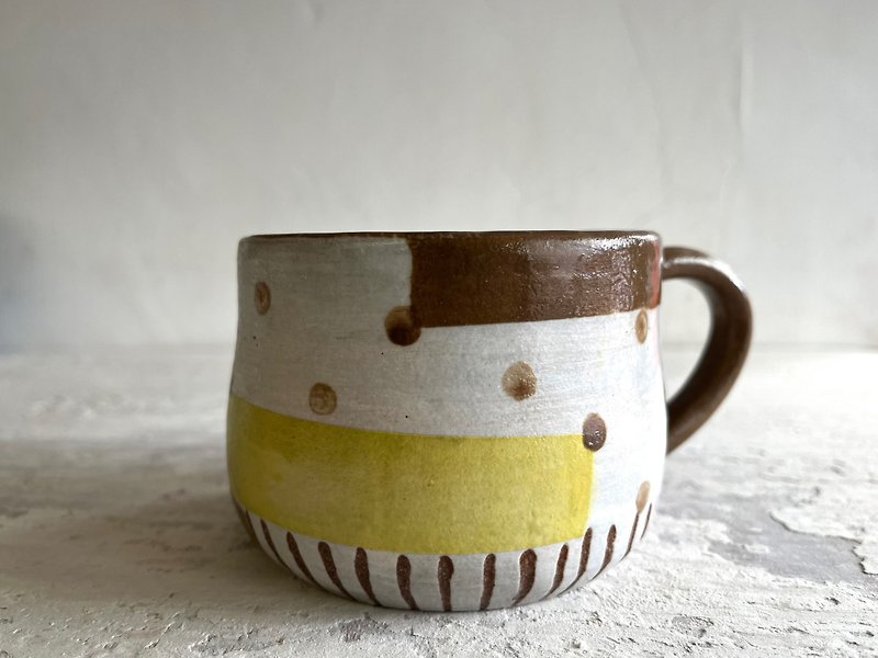 幾何学。ワルツコーヒーカップ(売り切れ次第再生産)_陶器マグカップ - マグカップ - 陶器 グレー