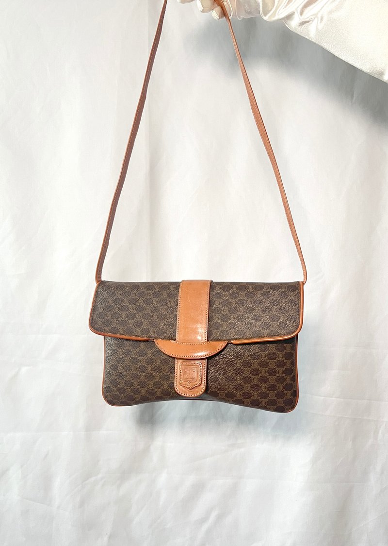 Celine brown Arc de Triomphe hand-held shoulder bag with original shoulder strap Japanese second-hand - Messenger Bags & Sling Bags - Genuine Leather Brown