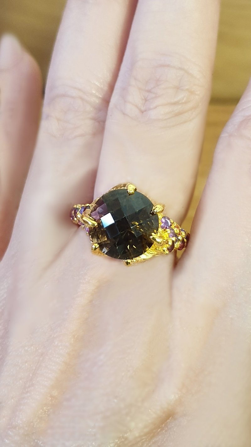 Handmade Sterling Silver, Fancy Smoky Quart Ring For Women, Handmade Craft Ring - 戒指 - 寶石 咖啡色