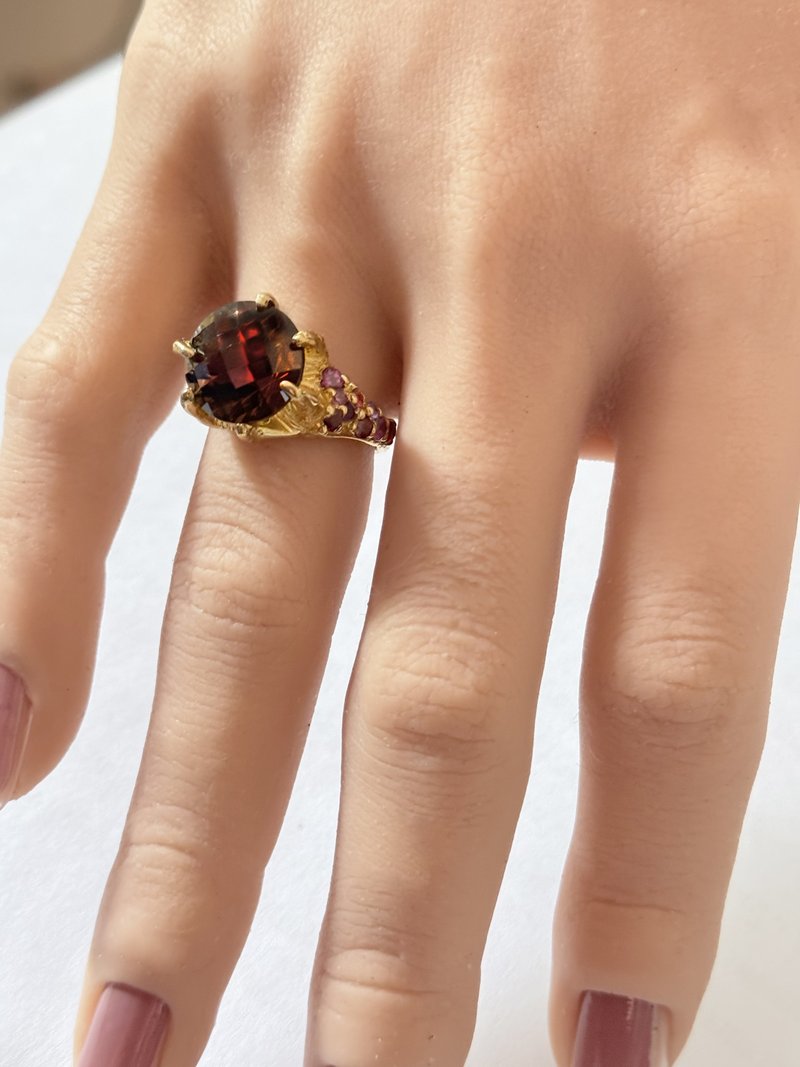 手工戒指銀煙晶 - 戒指 - 寶石 咖啡色