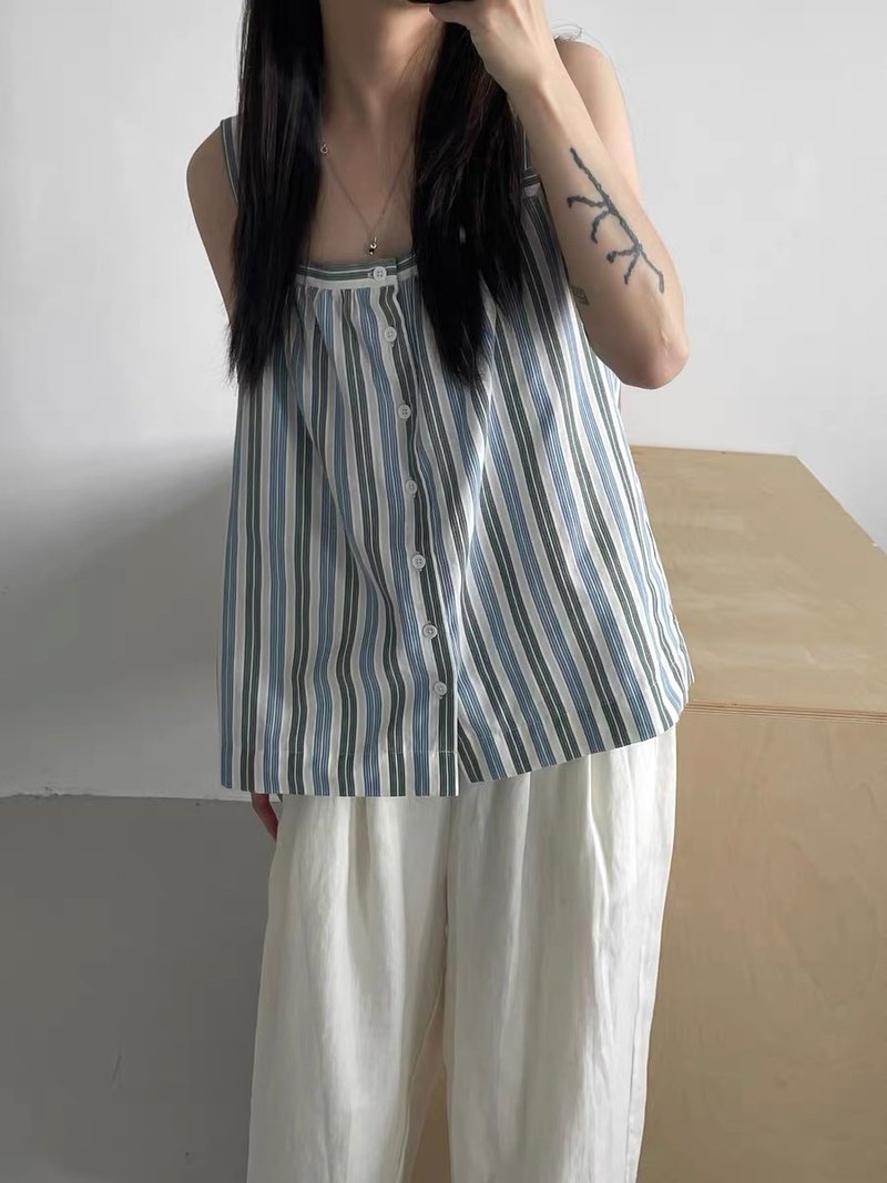 3rd Three Heavens Catch Summer Tail Super Beautiful Striped Vest - Women's Vests - Cotton & Hemp 