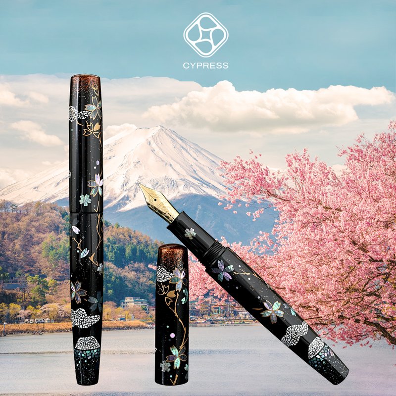 【卵殼螺鈿-富士山櫻】獨家設計 傳統工藝 卵殼螺鈿漆藝鋼筆 - 鋼筆 - 其他材質 多色