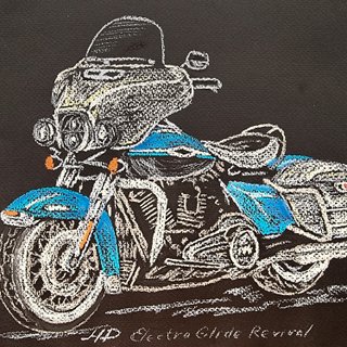 Motorcycle Painting Motorbike Original Art Electra Glide Revival Artwork Harley
