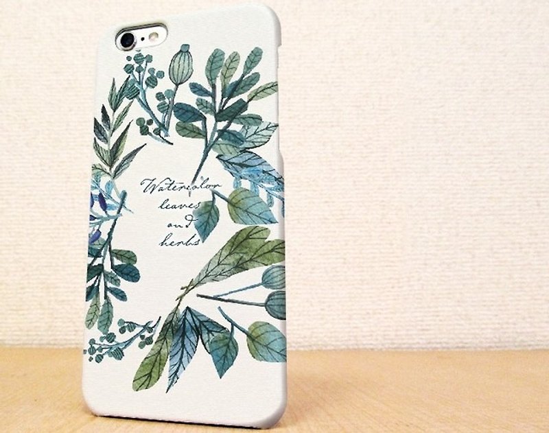 （Free shipping）iPhone case GALAXY case ☆ 水彩で描いた花とハーブ スマホケース - 手機殼/手機套 - 塑膠 綠色