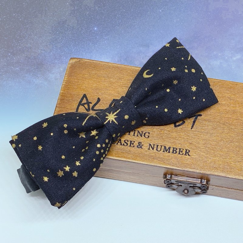 Pure handmade limited edition wedding groom brother star bow tie Galaxy Bowtie - Ties & Tie Clips - Cotton & Hemp Black