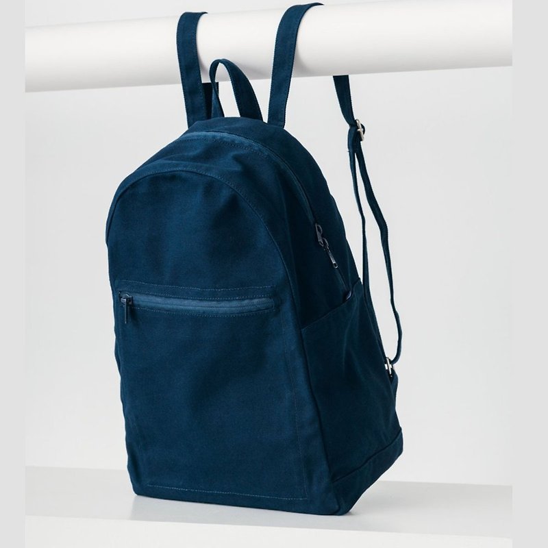 BAGGU Backpack - Navy - กระเป๋าเป้สะพายหลัง - ผ้าฝ้าย/ผ้าลินิน สีน้ำเงิน