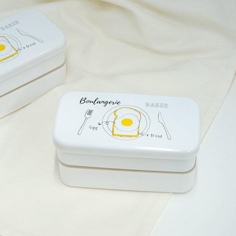 boulangerie Rectangular Lunch Box 500ml Japan Meal Gift Kids Cute School Girl - 便當盒/食物袋 - 塑膠 白色