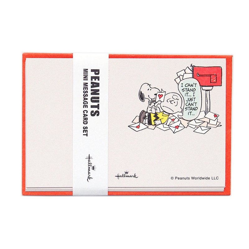 Snoopy情書多到滿出來 迷你卡5入【Hallmark-Peanuts JP禮物卡】 - 卡片/明信片 - 紙 紅色