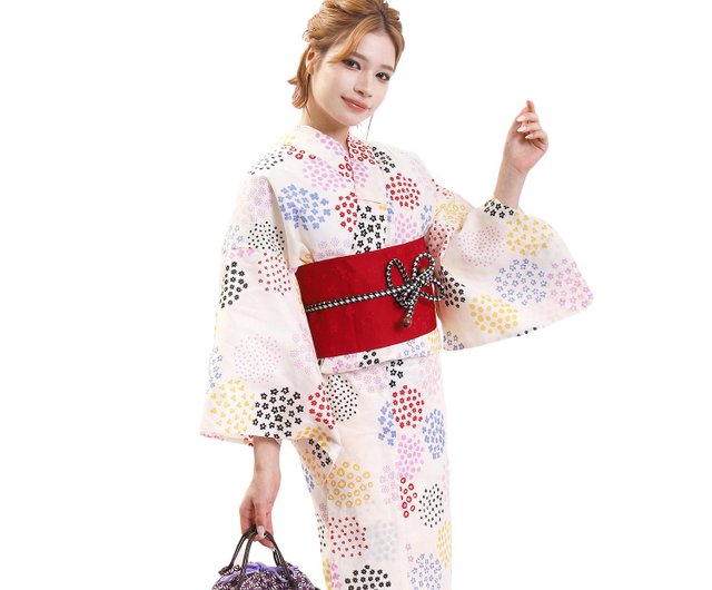 Buy Women Traditional Japanese Kimono Robe Yukata OBI Belt Set