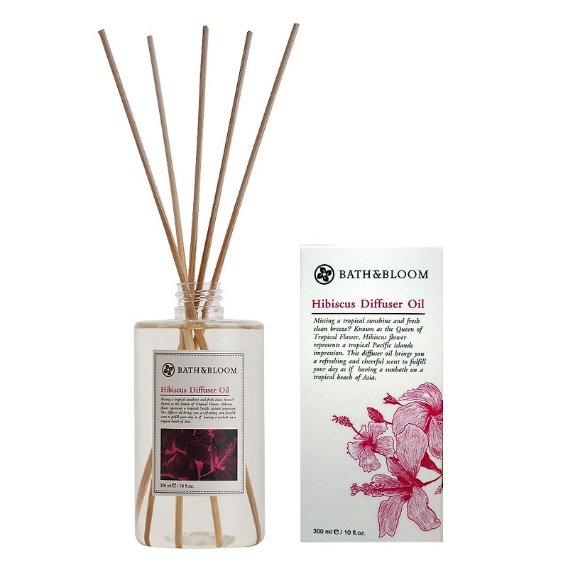 [Refurbished] Hibiscus flower fragrance diffuser 300ml and 5-7 bamboo fragrance diffusers included. - น้ำหอม - วัสดุอื่นๆ สีแดง