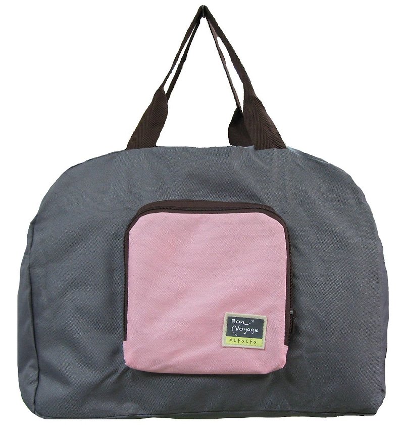 Travelholic Foldable tote Design for all shoppers - Grey -Pink - กระเป๋าแมสเซนเจอร์ - เส้นใยสังเคราะห์ สีเทา