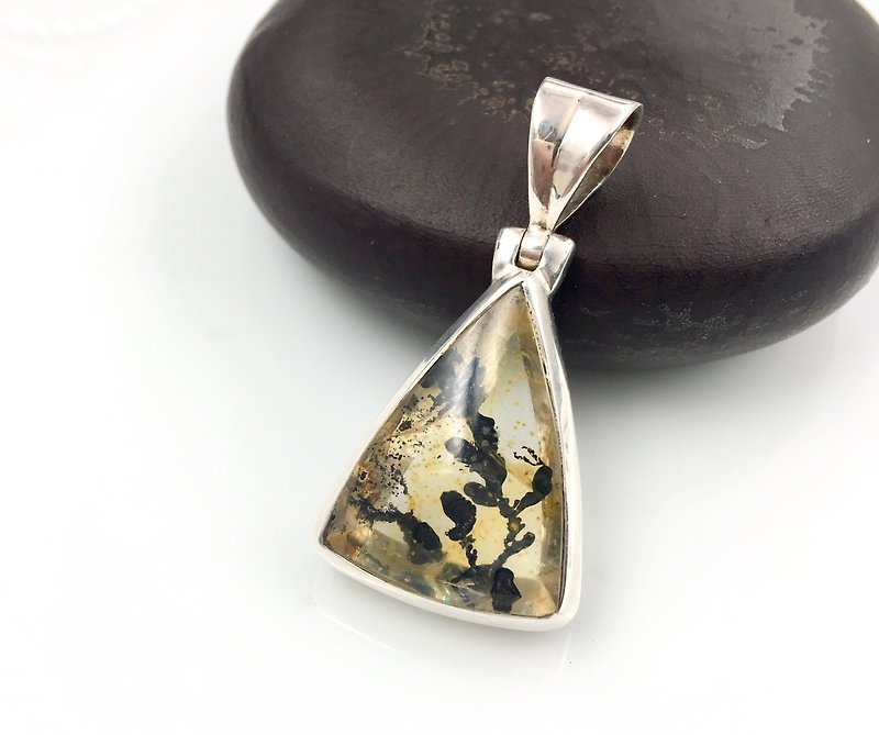 High quality natural branches citrine silver pendant (large) - Necklaces - Gemstone Yellow