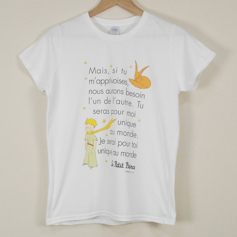 星の王子さまクラシック承認 -  Tシャツ：大人の半袖Tシャツ、AA15 [私にはあなたがユニーク（フランス）されています] - トップス - コットン・麻 オレンジ
