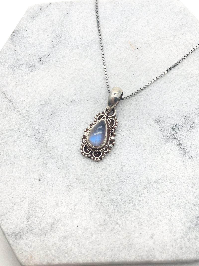 Moonstone 925 sterling silver necklace Nepal handmade silverware - Necklaces - Gemstone Silver