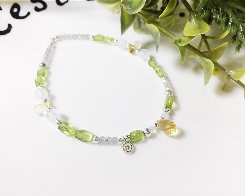 MH sterling silver natural stone custom series_Dandelion Garden_Crystal - Bracelets - Gemstone Yellow