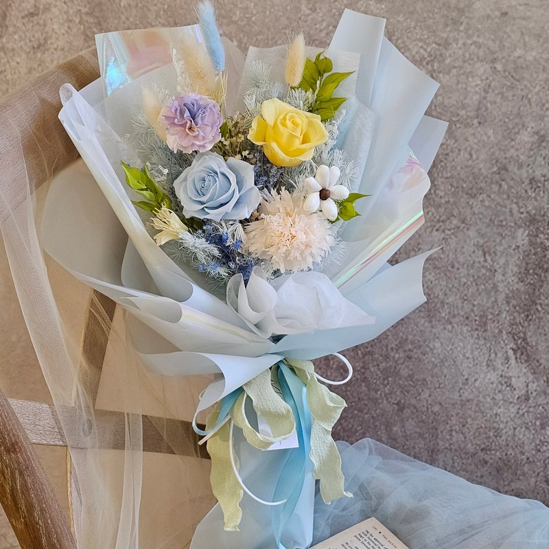 永生花花束 玫瑰花束 情人節花束 生日花束 快速出貨 現貨 - 乾燥花/永生花 - 植物．花 藍色