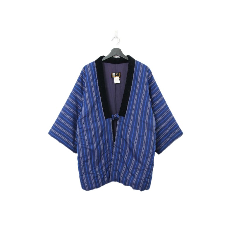 Back to Green - Hanten from Japan - Blue Base, Graduated Shades, Striped pt-36/vintage - Men's Coats & Jackets - Cotton & Hemp 