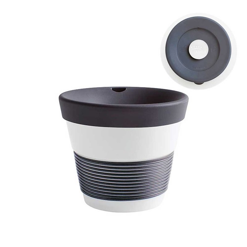 摩登系列-230ml含蓋點心杯-深邃黑-原廠盒裝 - 咖啡杯 - 瓷 黑色