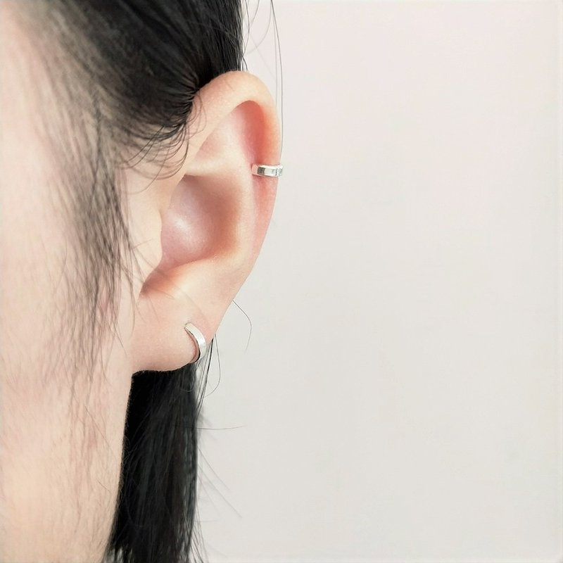 │Simple│Mini cc • Pure silver Clip-On • Ear bone clip • Original designer - Earrings & Clip-ons - Sterling Silver 