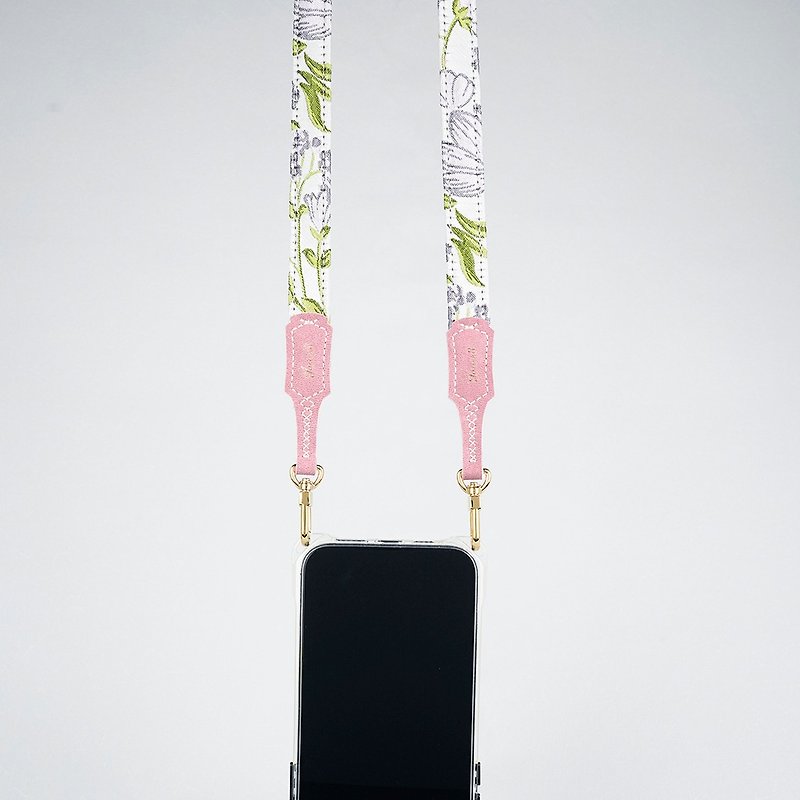 雙扣手機背帶-涼感舒適1.8cm-紫荊-優雅淡紫、涼感透氣-長度可調 - 掛繩/吊繩 - 其他材質 多色