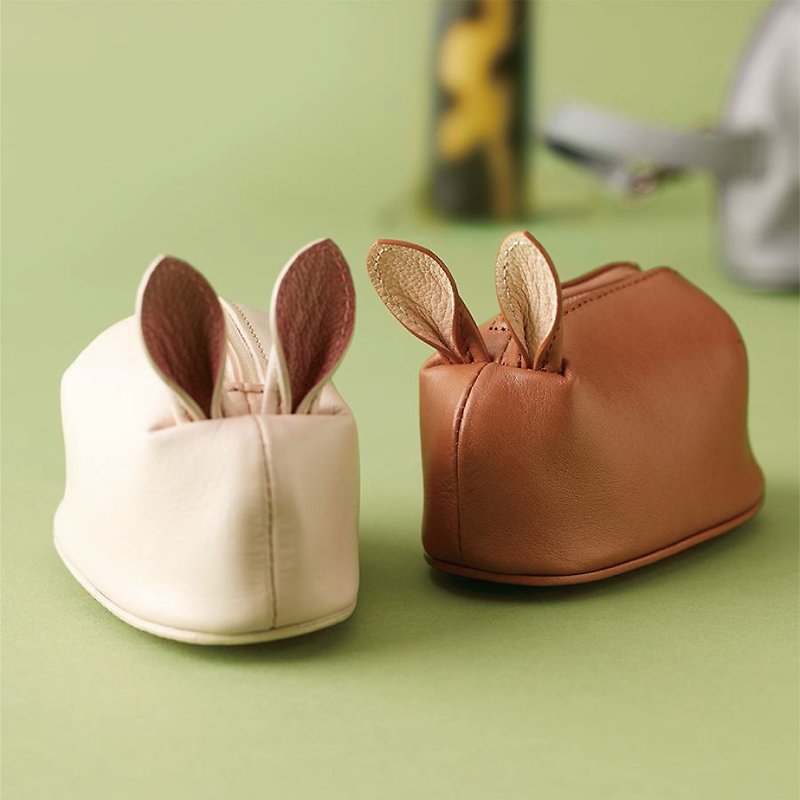 Usagi 兔兔造型迷你收納包-駝色(已斷貨 售完為止) - 化妝袋/收納袋 - 真皮 咖啡色