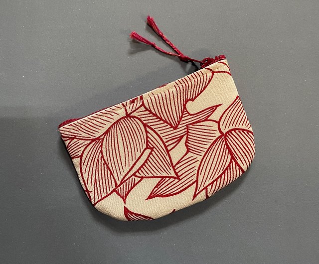 手工 古布 零錢包 秋葉 handmade kofu coin pouch