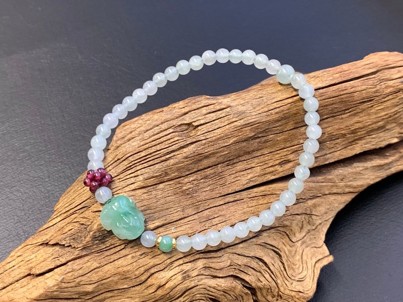 免費開光 快速出貨 天然緬甸玉翡翠招財貔貅手鍊 滿綠 - 手鍊/手環 - 玉石 多色