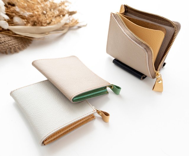 マチあり L字ファスナー コインケース 【 バイカラー シュリンクレザー