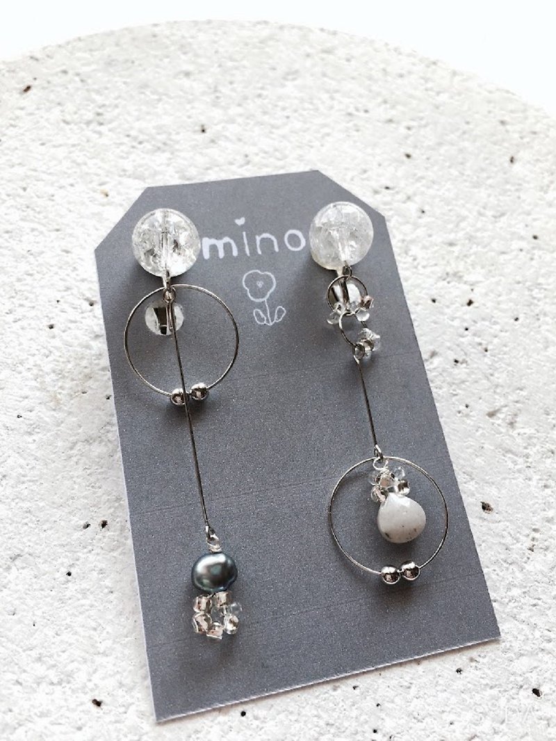 Glass Silver 1 Earrings Clip-On - Earrings & Clip-ons - Glass Silver