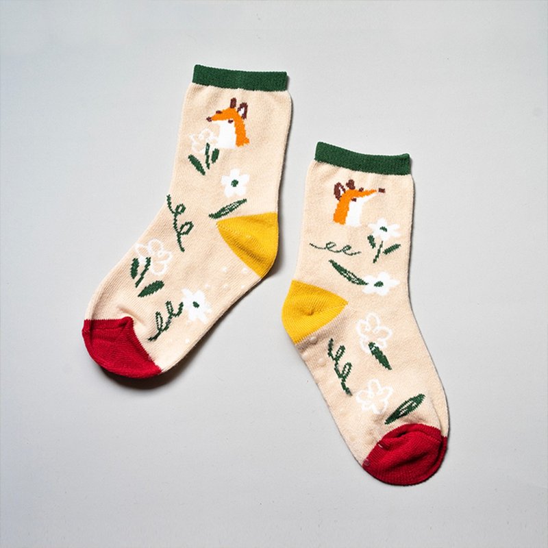 Garden | Illustration cotton socks and children's socks vanilla color - Socks - Cotton & Hemp 