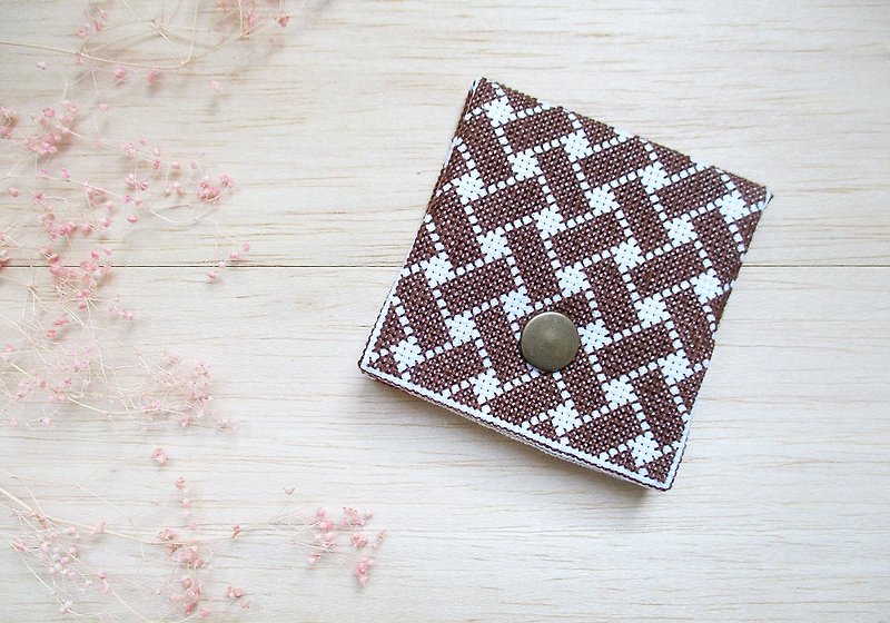 coin purse - 散紙包 - 繡線 咖啡色