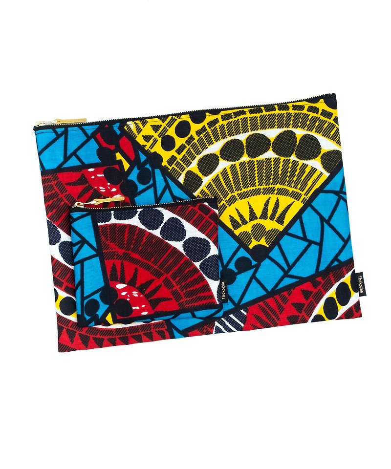 AFRICAN WAX POUCH SET - Toiletry Bags & Pouches - Cotton & Hemp Multicolor