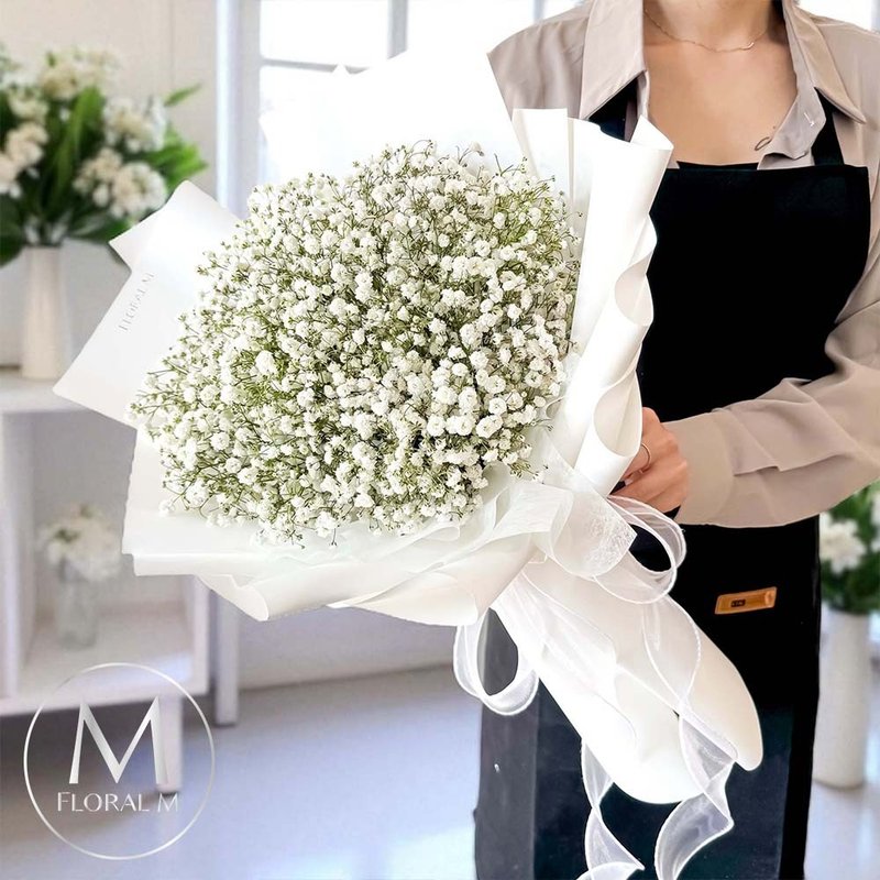 夢幻星空優雅白滿天星鮮花花束 - 花藝/盆栽/植栽 - 植物．花 紫色