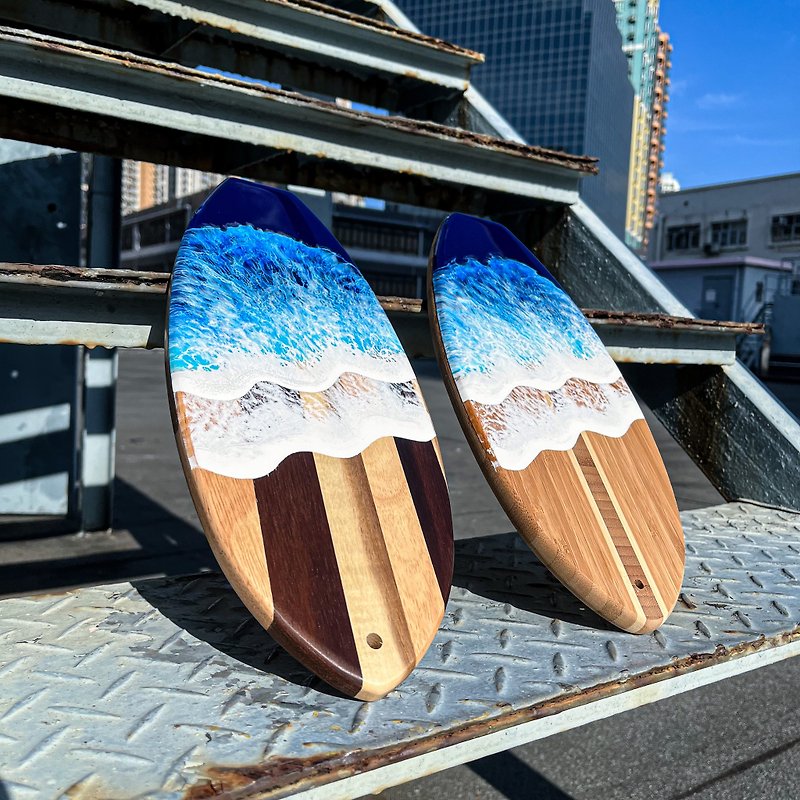 【Ocean Waves Resin Wood Board 】 - Serving Trays & Cutting Boards - Resin Brown