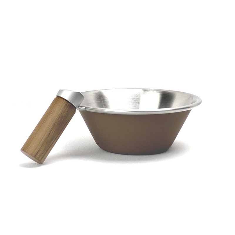 Wooden handle iO bowl 250ml (Coffee) - แก้วมัค/แก้วกาแฟ - สแตนเลส สีนำ้ตาล