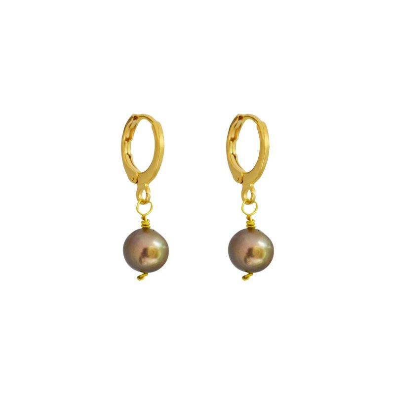 Gold White Bronze Nikan Freshwater Pearl Earrings | by Ifemi Jewels - 項鍊 - 其他材質 金色