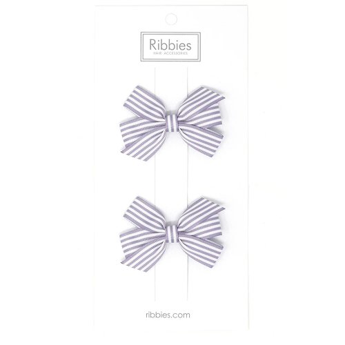 Ribbies 臺灣總代理 英國Ribbies 條紋中蝴蝶結2入組-薰衣草紫