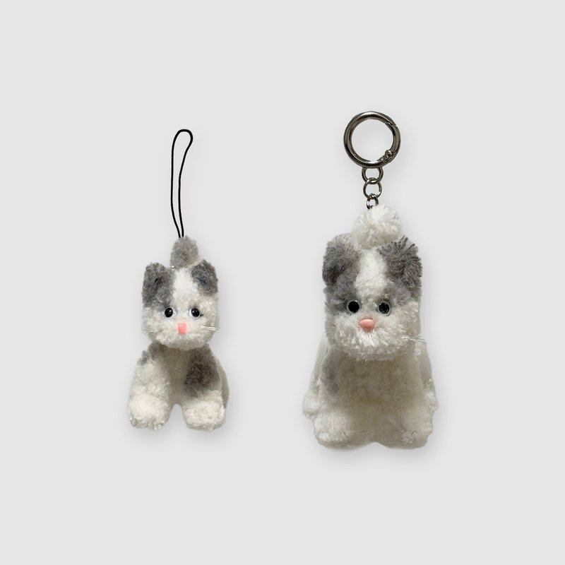 t. gray-mix cat keyring - 鑰匙圈/鑰匙包 - 壓克力 灰色