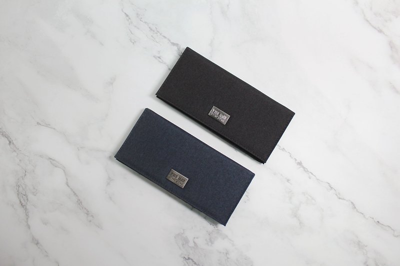 【2024 First Travel】YUN JOIN-WOVEN nylon texture long wallet wallet - Wallets - Nylon Blue