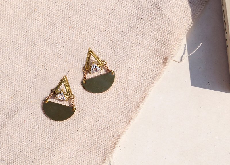 Eye of Horus triangle round Di HoruseyeEgypt 925 Silver needle earrings - ต่างหู - ทองแดงทองเหลือง สีทอง