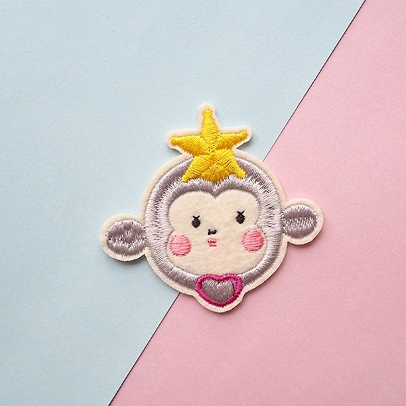 Star Monkey Turner Embroidery Hot Strip / Brooch - เข็มกลัด - งานปัก 