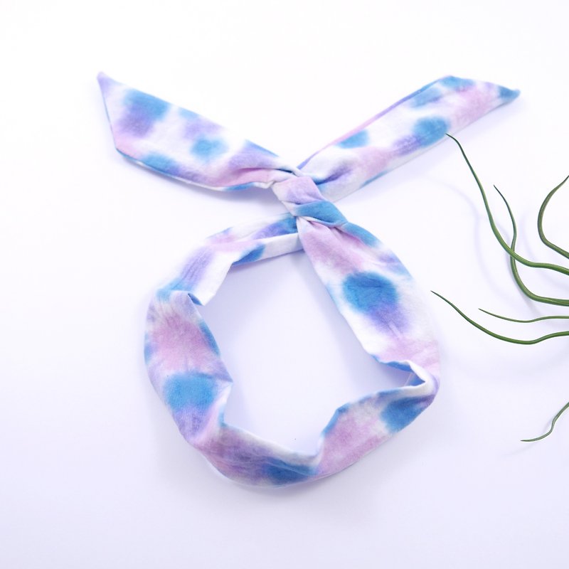 Tie dye/handmade/Headband [Pink] - เครื่องประดับผม - ผ้าฝ้าย/ผ้าลินิน สีน้ำเงิน