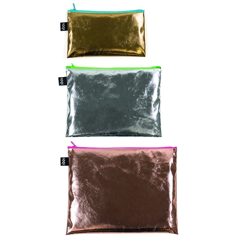 LOQI three into the group storage bag / bright gold gold ZPMEN - Toiletry Bags & Pouches - Paper Gold