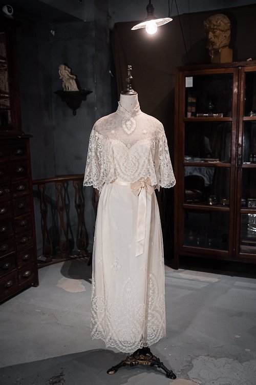 期間限定送料無料 1920年代 イギリス アンティーク ドレス ウエディング レース