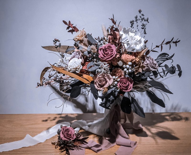 Plants & Flowers Dried Flowers & Bouquets Pink - Bridal bouquet x Karen | No withered flowers. Immortal flowers. Dry flowers. Morandi color