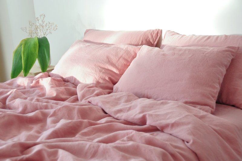 Rose pink linen duvet cover / Softened linen / Comforter cover / Quilt cover - 寢具/床包 - 亞麻 粉紅色