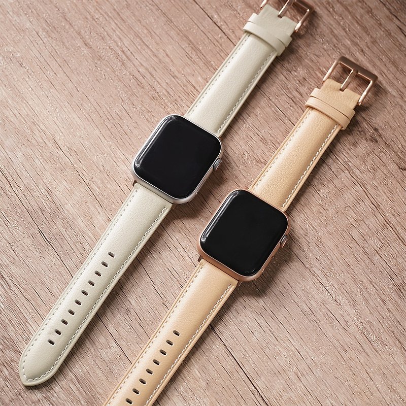 Apple watch - [Soft Color] Tonal Leather Apple Watch Band - สายนาฬิกา - หนังแท้ สีกากี