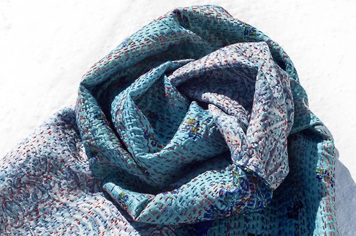 omhandmade 手工縫紗麗布絲巾/絲綢刺繡圍巾/印度絲綢刺繡絲巾-摩洛哥花朵