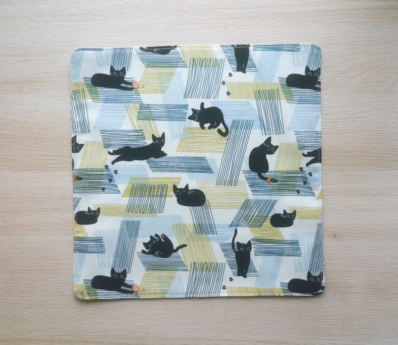 Taiwan cotton handkerchief = woolen cat = yellow green (3 colors in total) - ผ้าเช็ดหน้า - ผ้าฝ้าย/ผ้าลินิน 